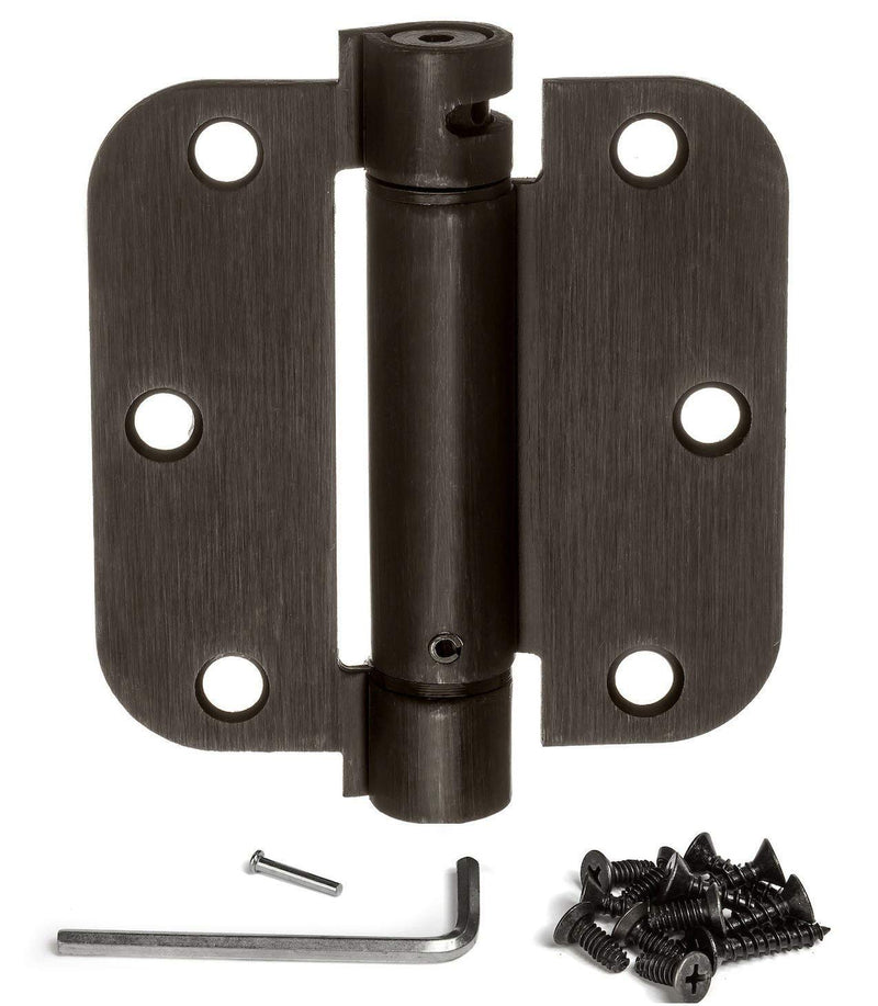 Dynasty Hardware 3-1/2" x 3-1/2" Mortise Spring Hinge with 5/8" Radius Corners, Oil Rubbed Bronze - Pack of 2 Hinges - NewNest Australia