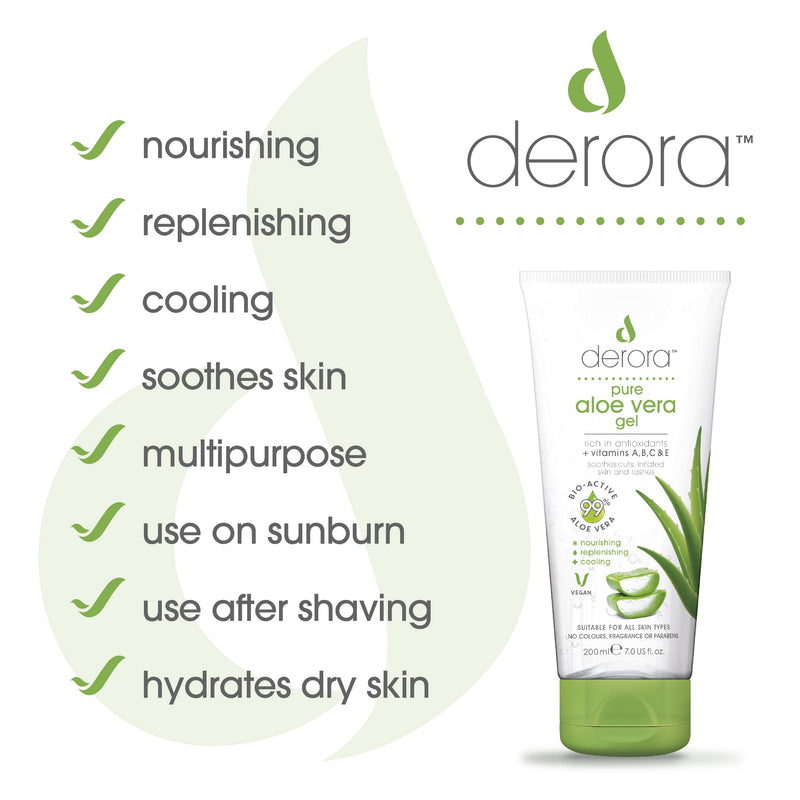 Derora Aloe Vera Gel, Contains 100% Pure And Natural Bioactive Aloe Ingredients For Healing, Soothing And Hydrating Skin, Face, Cruelty Free & Vegan, 200 Ml (Pack Of 1) - NewNest Australia