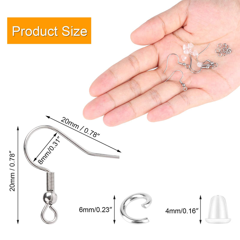 Stainless Steel Earring Hooks French Ear Wire, 600pcs Earring Making Findings Parts Jewels DIY Supplies Kits, with Silicone Earring Backs Stoppers & Open Jump Ring - NewNest Australia