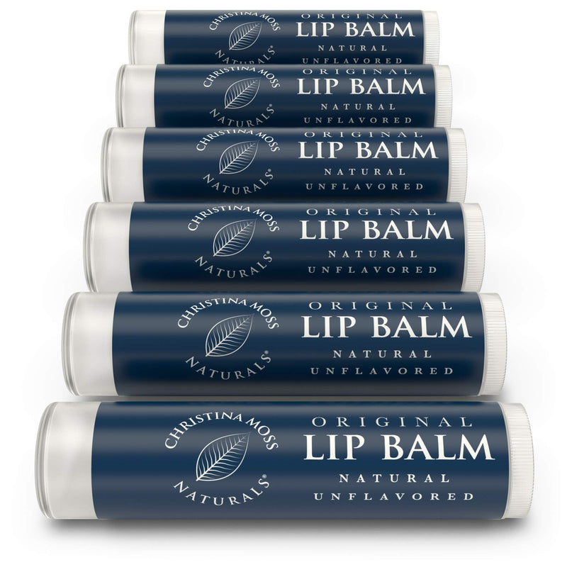 Lip Balm - Lip Care Therapy - Lip Butter - Made With Organic Oils for Smooth, Moisturized Lips - Repair & Condition Dry, Chapped, Cracked Lips - 6 Pack, Unflavored - Christina Moss Naturals Natural Unscented 6 Count (Pack of 1) - NewNest Australia