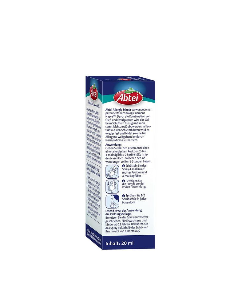 Abtei Allergy Protection Nasal Gel Spray - for hay fever, house dust mite and animal hair allergies - is not tiring - 1 bottle of 140 sprays - 20 ml 140 pieces (pack of 1) - NewNest Australia