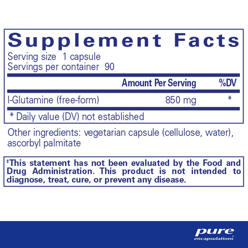 Pure Encapsulations L-Glutamine 850 mg | Supplement for Immune and Digestive Support, Gut Health and Lining Repair, Metabolism Boost, and Muscle Support* | 90 Capsules 90 Count (Pack of 1) - NewNest Australia