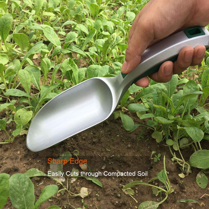 CFCT Large Potting Soil Scoop, Best Bulk Garden Trowel Hand Tool, Unbreakable Gardening Shovel for Digging, Fertilizer Feed Scooper, Rust Proof One-Piece Aluminum, Lightweight Ergonomic Handle - NewNest Australia