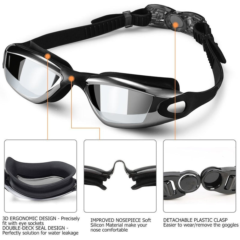 Adult Swim Goggles, Anti Fog Women Swimming Goggles Men No Leaking Triathlon Water Goggles, Youth Summer Pool Glasses Set Black - NewNest Australia