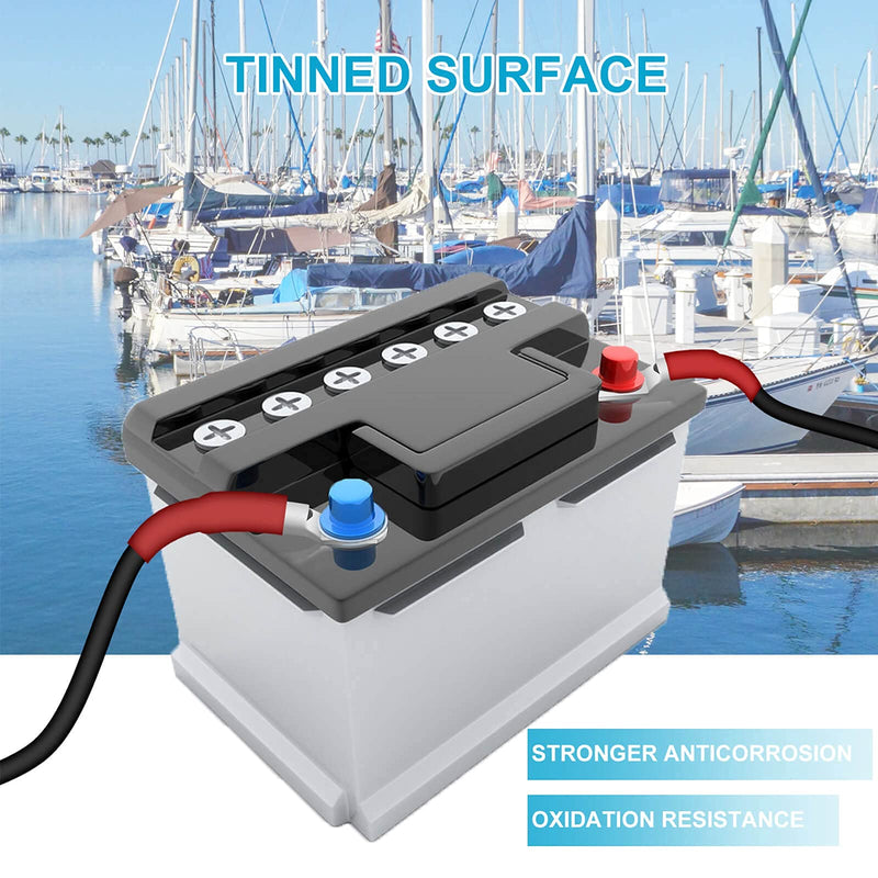 132 PCS Battery Terminal Connectors, 4 6 8 10 Gauge Wire Connectors, Battery Terminals, Tinned Cable Ends, Copper Wire Lugs for 4 6 8 10 AWG, Ring Terminals with Heat Shrink Tubing by HOUSUN - NewNest Australia