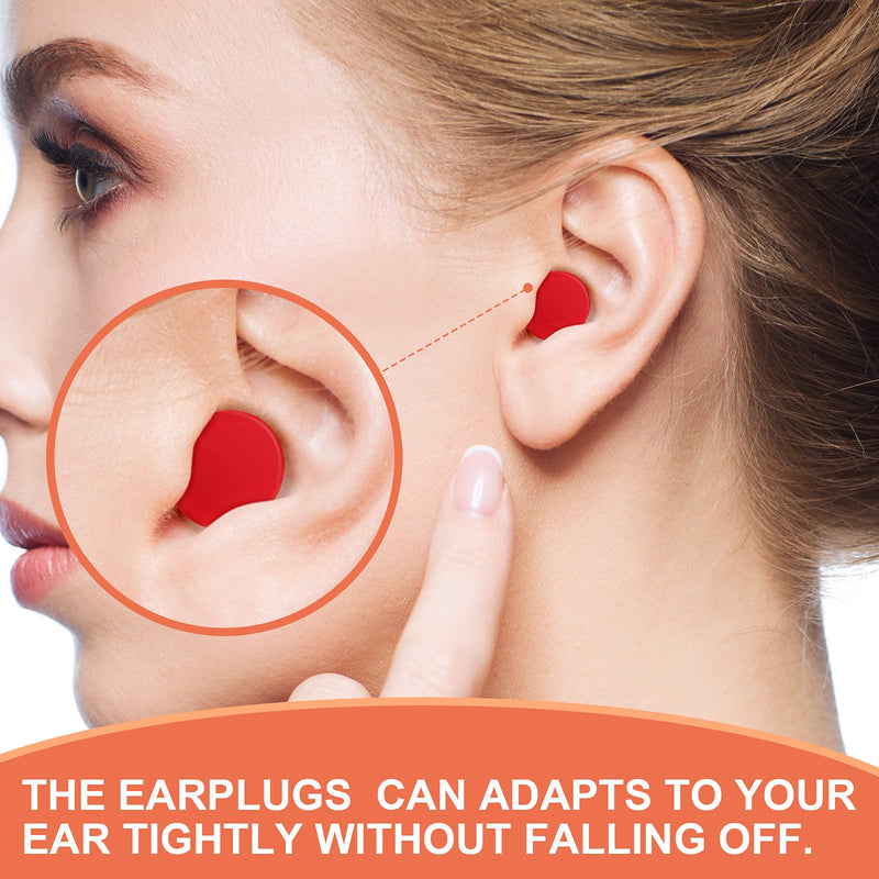 36 Pairs Gel Ear Plugs Reusable Silicone Earplugs Waterproof Swimming Earplugs Noise Cancelling Ear Plugs for Adults Kids Ear Plugs for Swimming Sleeping Snoring Studying (White, Red, Orange) White, Red, Orange - NewNest Australia