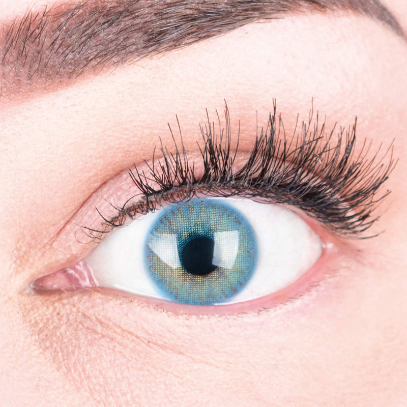 Very opaque and natural blue contact lenses SILICONE COMFORT NEW in colored blue + container from GLAMLENS - 1 pair (2 pieces) - DIA 14.00 - without strength 0.00 diopters 0.0 diopters 8.6 millimeters 14.00 millimeters 2.0 - NewNest Australia