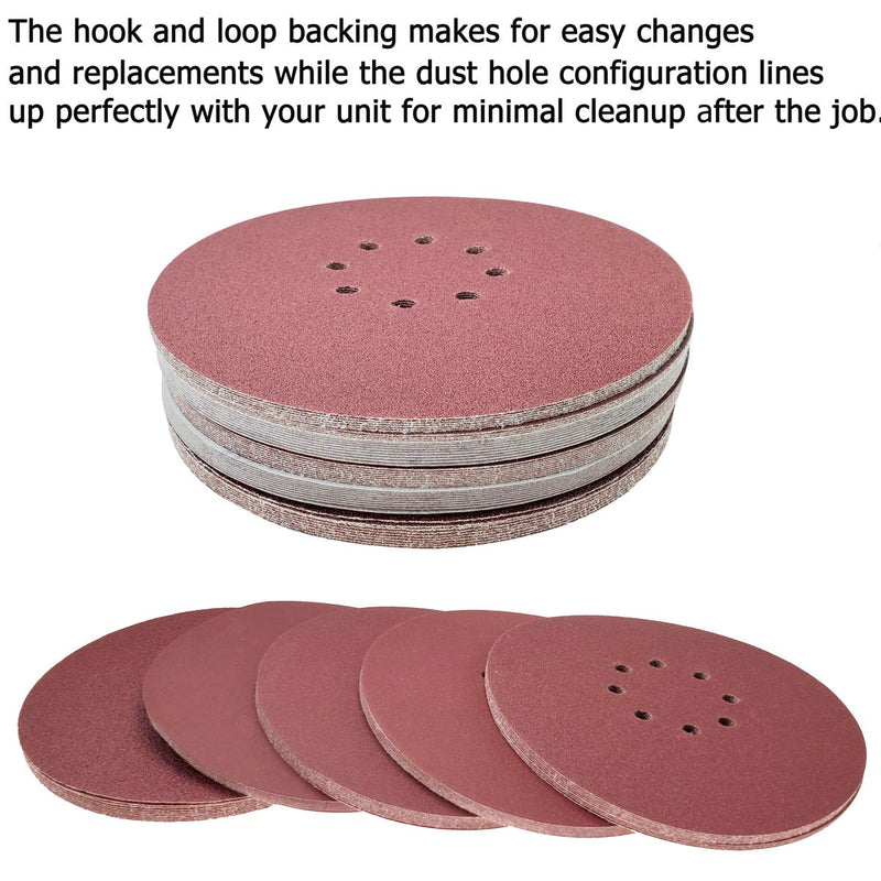 Sackorange 30 PCS 9-Inch 8-Hole Hook-and-Loop Sanding Discs Sander Paper for Drywall Sander(5 Each of 80 100 120 180 240 400 Grits) - NewNest Australia