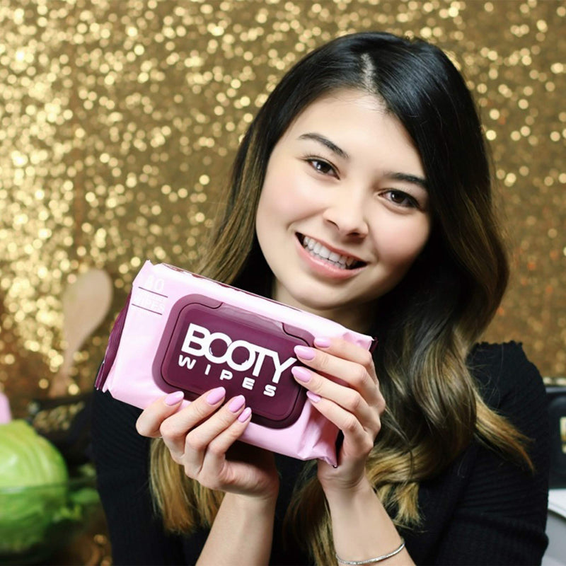 BOOTY WIPES for Women - 80 Flushable Wipes for Adults, Feminine Wet Wipes (80 Wipes Total - 1 Flip-Top Pack) pH Balanced, Infused with Vitamin-E & Aloe - NewNest Australia