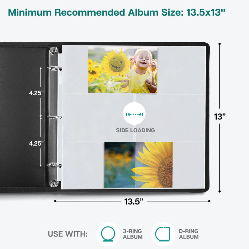Dunwell Photo Album Refill Pages 12x12 - (4x6 Landscape, 10 Pack) Holds 120 4x6 Photos, 4x6 Photo Sleeves for 3 Ring Binder, D-Ring Scrapbook Album 12x12, Archival Quality Page Protectors 12x12 4x6 Landscape - NewNest Australia