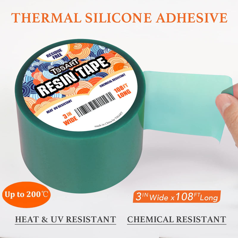 TSSART Resin Tape for Epoxy Resin Molding - Silicone Thermal Adhesive Tape, Oxidation and High Temperature Resistance Easy Peeling, Epoxy Release Tape for River Tables - 3 inch Wide 108FT Long - NewNest Australia