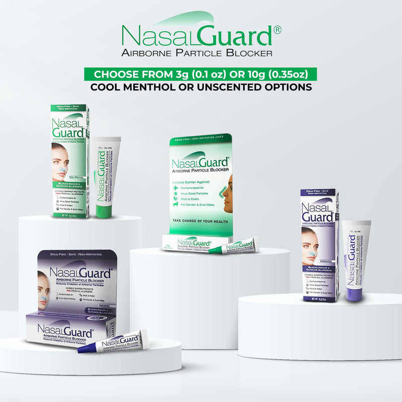 NasalGuard Allergy Relief and Allergen Blocker Nasal Gel - Drug-Free, for Pollen Allergy Sufferers, for Airplane Travel (Cool Menthol) - Over 150 Applications Per Tube (0.1 oz, Pack of 1) - NewNest Australia