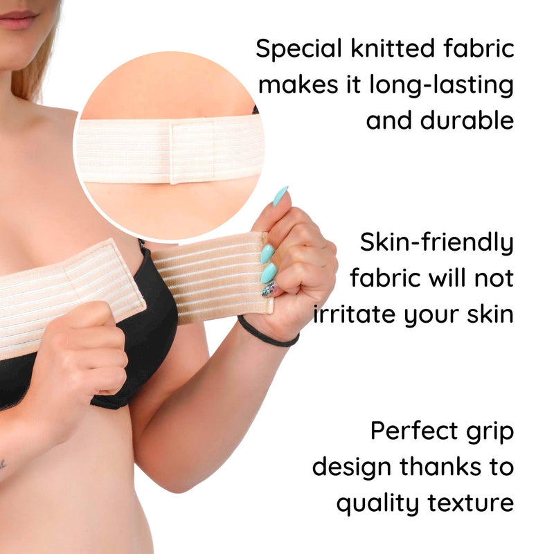 Post Surgery Breast Implant Stabilizer and Compression Band, Breast Augmentation and Reduction Strap, Chest Belt, Sports Bra Support Strap Bandage, One Size Fits All (Beige) Beige - NewNest Australia