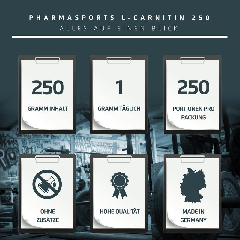 Pharmasports L-Carnitine PUR 250g - Pure L-Carnitine Tartrate powder without additives - 100% pure - NewNest Australia
