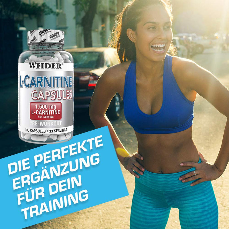 Weider L-Carnitine Capsules In High Doses With 100% Carnipure Brand Raw Material, The Body'S Own Nutrient Involved In Fat Metabolism, Premium Quality, 100 Capsules For The Diet Phase - NewNest Australia