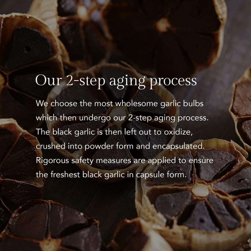 Aged Black Garlic Capsules - Garlic Pills for Cholesterol Support - Less Odor - Potent Antioxidant - 60 Capsules - Allium Sativum Supplement - More Effective Than Allicin - NewNest Australia