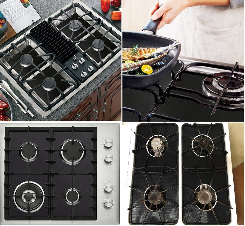 Stove Burner Covers - Gas Stove Protectors Black 0.2mm Double Thickness, Reusable, Non-Stick, Fast Clean Liners for Kitchen/Cooking. Size 10.6" x 10.6" BPA Free(8 Packs) - NewNest Australia