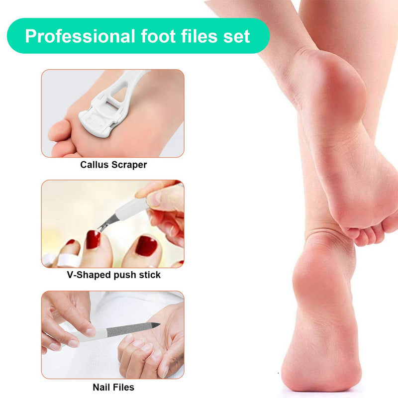 Foot Scraper, Hard Skin Callus Remover Foot Shaver Foot File Pedicure Feet Care Set with 10pcs Blade, Premium Stainless Steel Foot Care Tools for Dry Wet Foot Heel Callus, Dead, Cracked Skin C-white - NewNest Australia