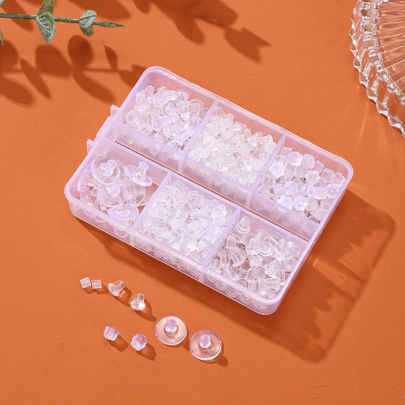 Nkwuire 6 Styles Silicone Earring Backs for Studs, 600 Pcs Clear Soft Earring Backings Hypoallergenic Plastic Rubber Earring Backs Clutch Stoppers Replacement Kits for Fish Hook Earring Studs Hoops - NewNest Australia