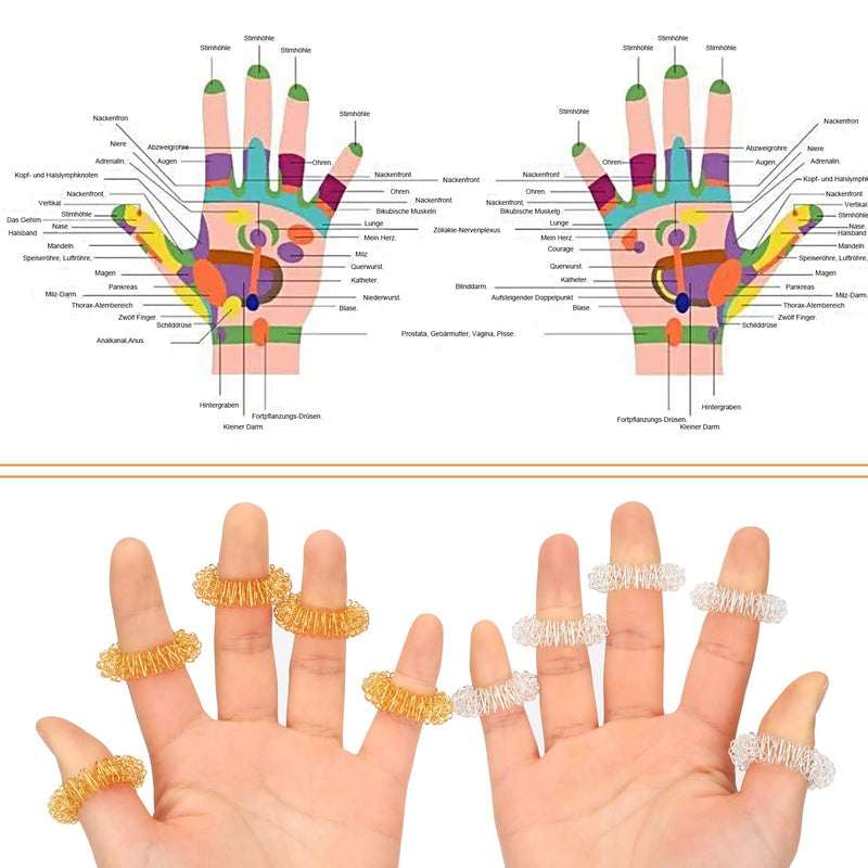 Pack Of 25 Massage Rings For Fingers Wrist Massage Ring Set Spiky Sensory Finger Massage Ring For Children Adults Office Workers To Reduce Stress Anxiety (Gold Silver) - NewNest Australia