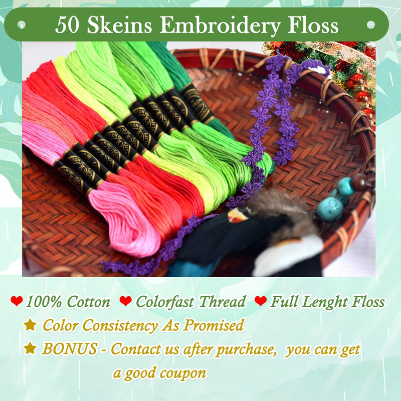 Embroidery Floss Rainbow Color 50 Skeins Per Pack Cross Stitch Threads Friendship Bracelets Floss Crafts Floss - NewNest Australia