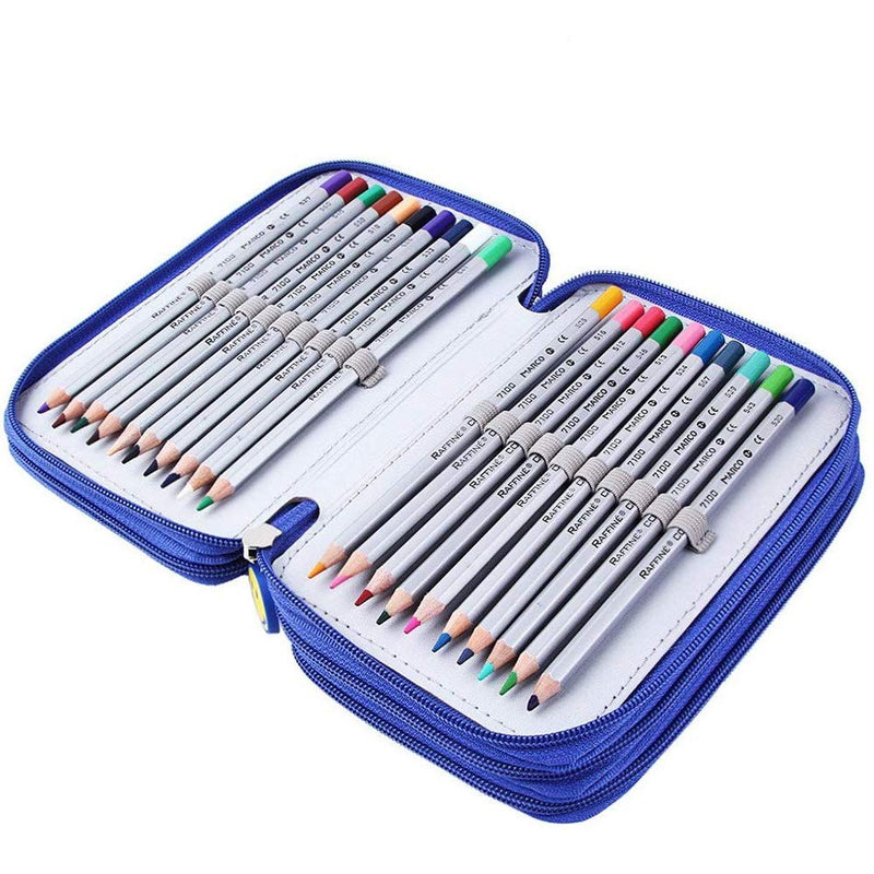 72 Slots High Capacity Zipper Pens Pencil Case Blue Plaid - NewNest Australia