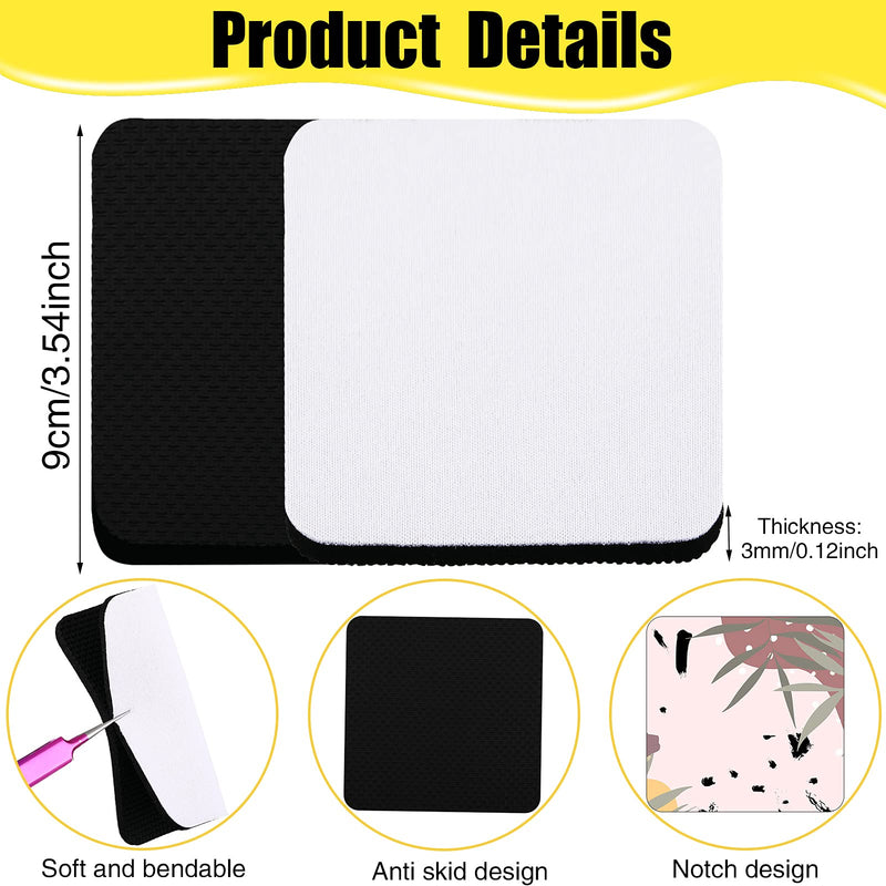 35 Pieces Square Sublimation Coaster Sublimation Blank Cup Mat Blank Rubber Coasters Heat Transfer Cup Mat Blank Cup Mat for DIY Home Kitchen Decor, 3.5 x 3.5 Inch - NewNest Australia