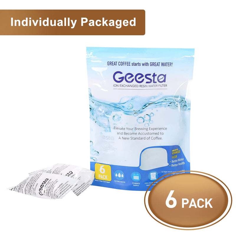 Geesta Premium 6-pack Water Filters For Replacement Breville BWF100 with Ion Exchange Resin inside, white, 12.09 x 6.22 x 2.6 inches (FBA_Geesta03) - NewNest Australia