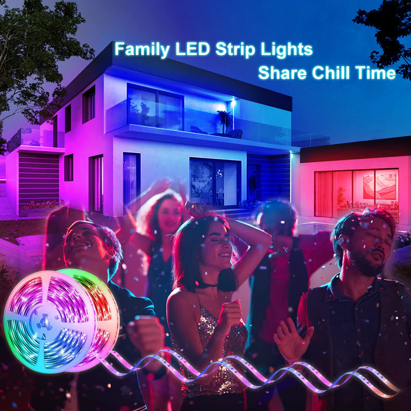 CHARKEE Led Lights for Bedroom 16.4ft, 1 Roll of 16.4ft Led Light Strips with Remote and Power Supply for Bedroom, Room, Kitchen, Decoration - NewNest Australia