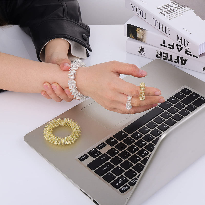 Prasacco 10 Pcs Spiky Sensory Finger Rings Acupressure Rings Sensory Finger Rings Set Wrist Massage Bracelets Fidget Sensory Toys Silent Stress Reducer and Massager - NewNest Australia