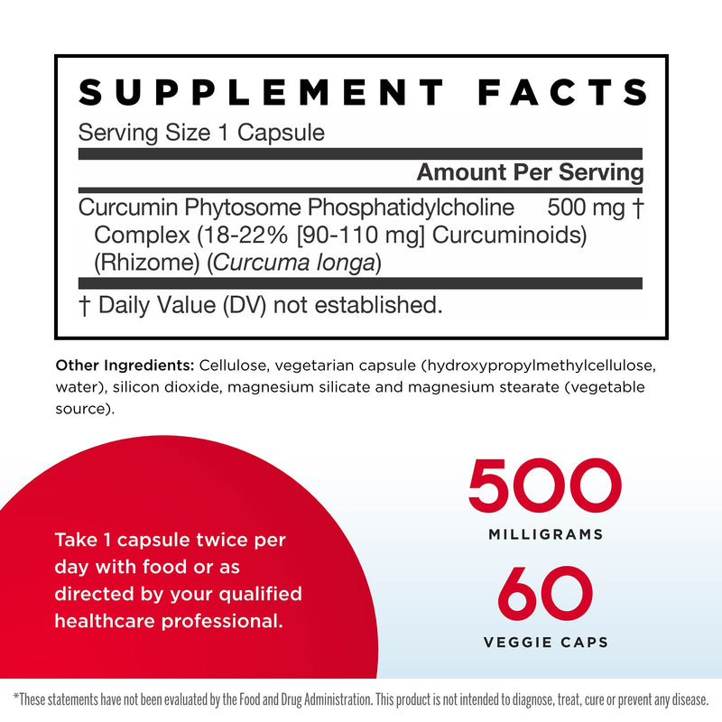 Jarrow Formulas Curcumin Phytosome 500 mg, Formulated with Meriva, Antioxidant Support, Curcumin Absorb Delivery System, White, 60 Count 60 Count (Pack of 1) - NewNest Australia