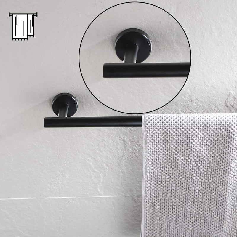 NewNest Australia - JQK Black Towel Bar, 18 Inch Stainless Steel Towel Rack Bathroom, Towel Holder Brushed Finished Wall Mount, Total Length 20 Inch, TB110L18-PB 20.5 Inch 