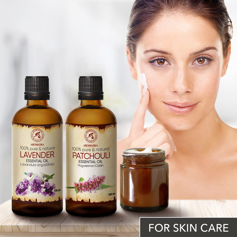 Essential Oils Set 2 X 100 Ml - Aromatherapy With Patchouli Oil And Lavender Oil - Oils For Aroma Diffusers And Soaps - Lavender Oil For Scented Candles And Diy Natural Cosmetics - Patchouli Oil For - NewNest Australia