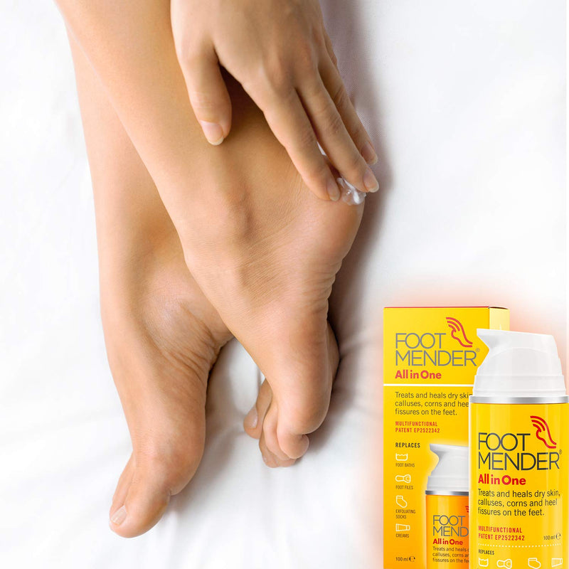 Footmender All in One | Treats and Heals Dry Feet, Hard Skin (calluses), Corns and Cracked Heels (Heel fissures) | Significant Effect After First Treatment | 100ml - NewNest Australia