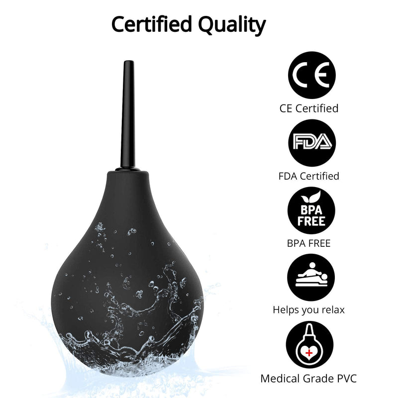 T2 Enema Bulb Kit 224ml - Anal Douche for Men & Women – Enema Kit for Adults Includes 2 x Detachable Comfortable Slim Nozzles - FDA CE Certified - NewNest Australia