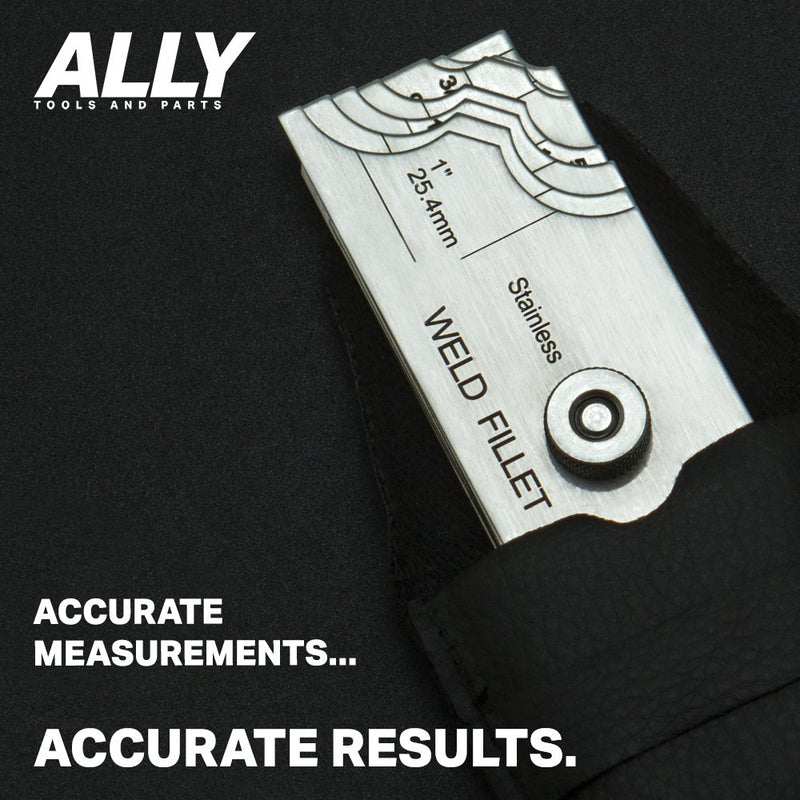 Ally Tools 7 Piece Fillet Welding Inspection Gauge Set Includes Leather Case - (1/8" - 1") Ulnar Metric & Inch - Perfect for Checking Leg Length and Throat Thickness for Professional Welders - NewNest Australia