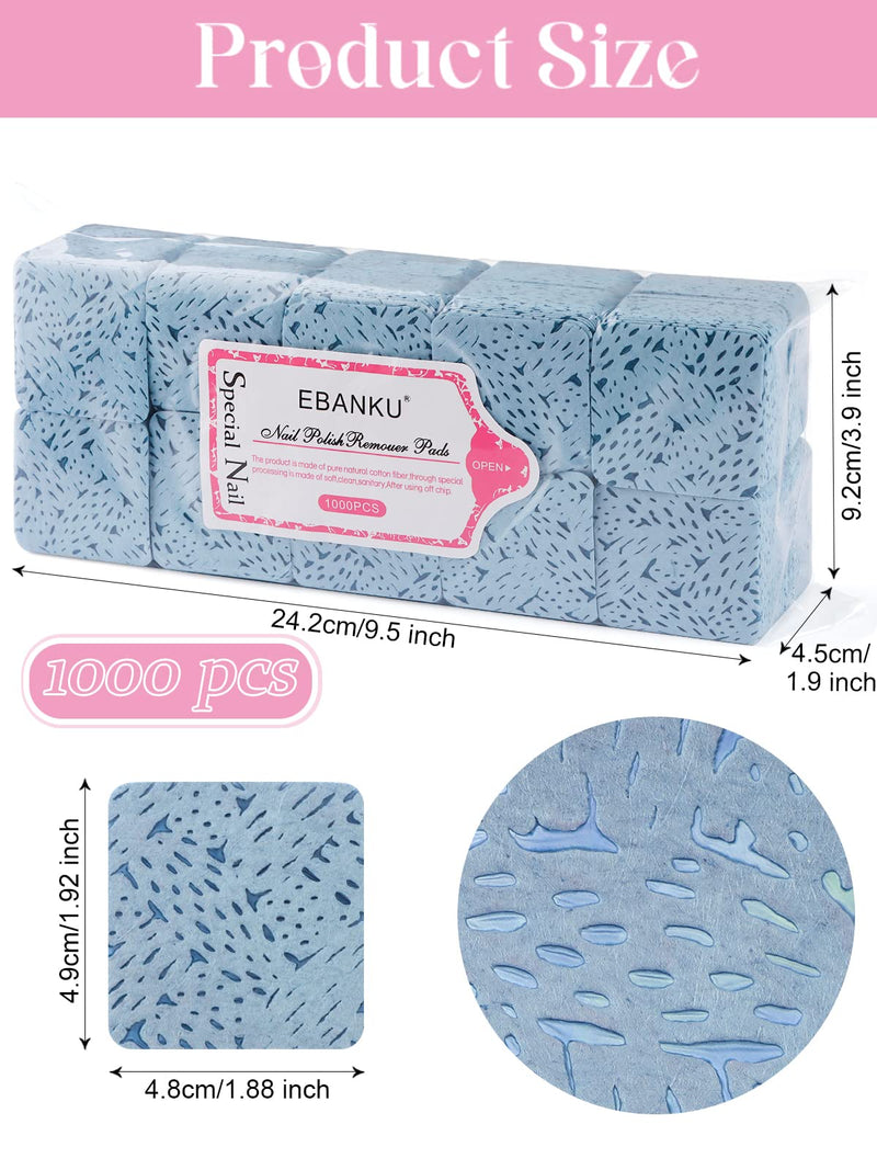 EBANKU 1000 PCS Blue Lint Free Wipes for Nails, Wipes for Eyelash Extensions Supplies Non-Woven Fabric Eyelash Glue Wipes Pads for Eyelash Glue Bottle and Nail Polish Wiping - NewNest Australia