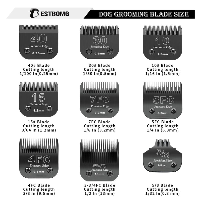 Dog Grooming Replacement Blade Compatible With Heiniger/Moser Max45/Andis/Oster A5/Wahl 10Km Series Dog Clipper, Size 10 1/16" (1.5Mm), Cutting Length, Pack Of 2, Black 10#-1.5Mm (2 Sets) - NewNest Australia