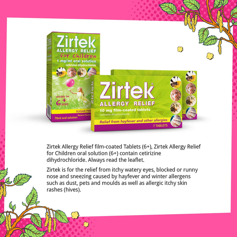 Zirtek Allergy Relief, Pack of 7 Tablets x 6 | Hayfever, Dust, Pets, and Hives | Cetirizine Antihistamine Tablet | Helps Relieve Allergic Symptoms | For Adults and Children Over 6 Years - NewNest Australia