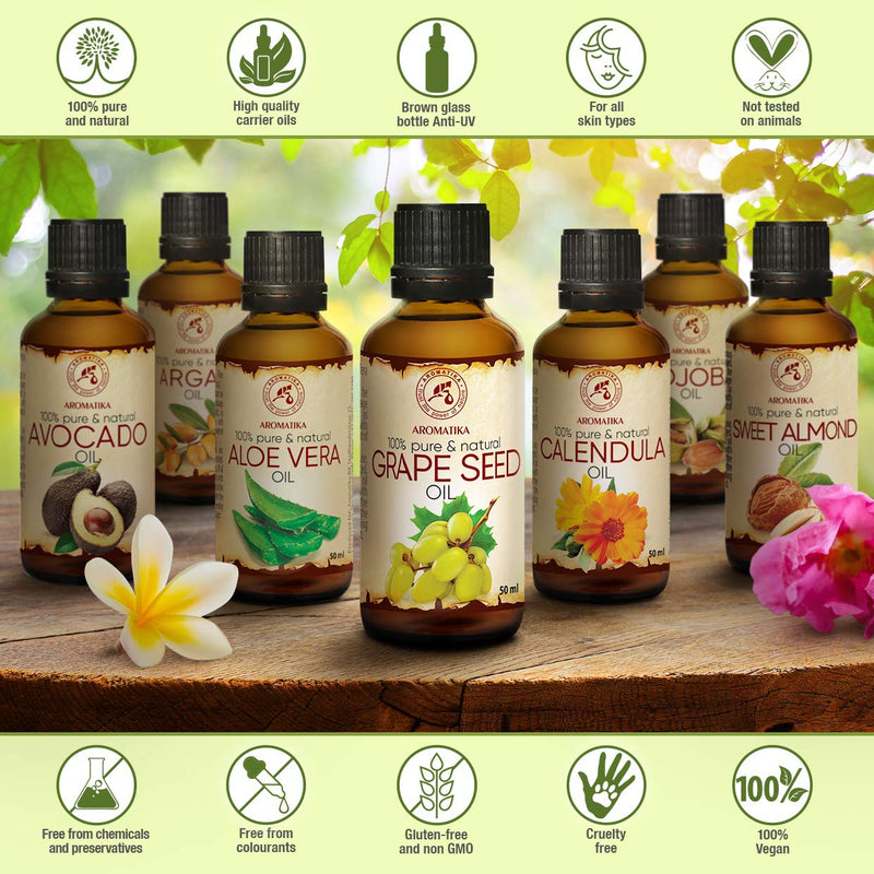 Cold-Pressed Grape Seed Oil - Grape Oil 100% Pure And Natural 50 Ml - Glass Bottle - Vitis Vinifera - Italy - Body Oil - Intensive Care Face - Body - Hair - Cosmetics - Body Care - NewNest Australia