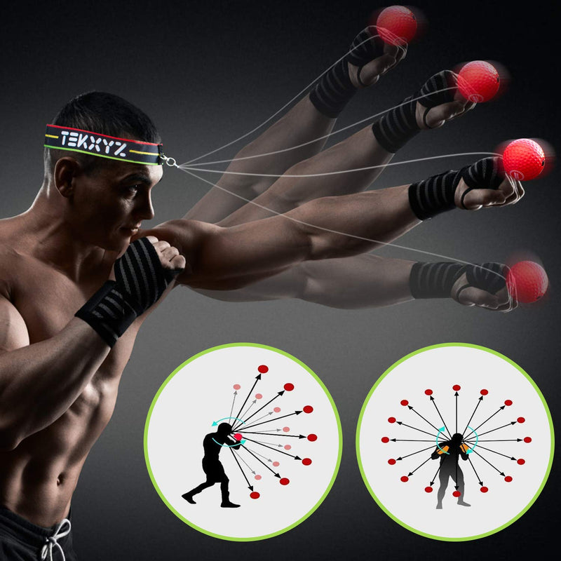 TEKXYZ Boxing Reflex Ball, 2 Difficulty Levels Boxing Ball with Headband, Perfect for Reaction, Agility, Punching Speed, Fight Skill and Hand Eye Coordination Training Black/Red - NewNest Australia