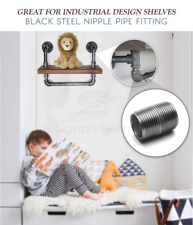 Supply Giant OQCM1500 Close Black Steel Nipple Pipe Fitting with 1-1/2" Nominal Size Diameter - NewNest Australia