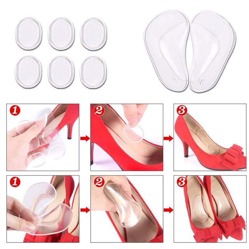 DRERIO 14 Pcs Heel Cushion Pads Shoe Heel Inserts for Shoes Silicone Shoe Pads Gel Heel Grips Adhesive Shoe Pads for Too Big Shoes Transparent Heel Insole Heel Cushions & Cups for Women and Men - NewNest Australia