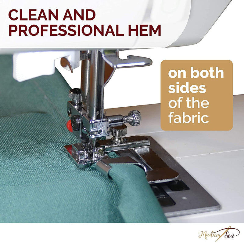 Madam Sew Rolled Hem Presser Foot Set – 3 Piece Wide Hemmer Foot Kit Includes 1/2”, 3/4" and 1” Presser Feet – Compatible with Singer, Brother, Babylock, Euro-Pro, Janome and More - NewNest Australia