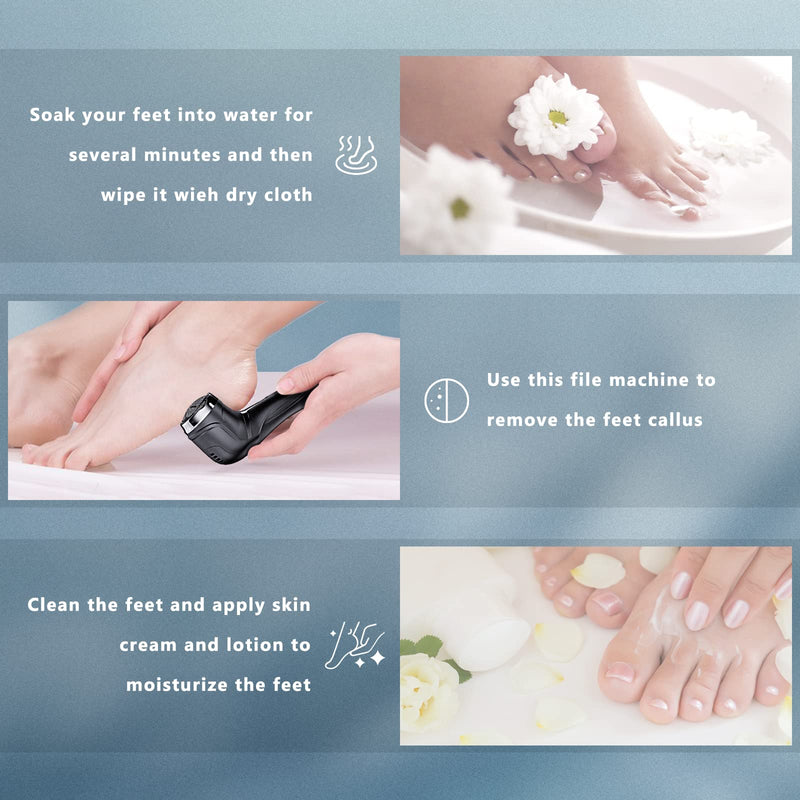 Callus Remover Electric Rechargeable Callus Removal Foot Electric Ipx7 Waterproof Led Display Pedicure Set Foot Care Electric With Vacuum System, 2 Speeds & 3 Grinding Heads - NewNest Australia