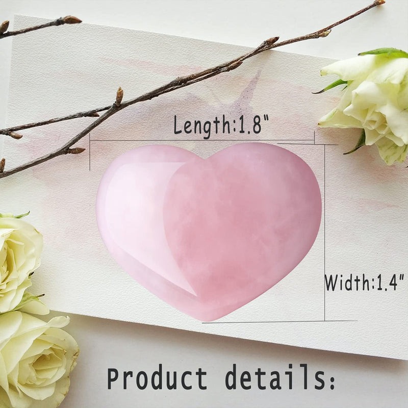 XIANNVXI 45mm 1.8" Rose Quartz Healing Crystals Heart Stones 100% Natural Crystals Gemstones Polished Love Puff Palm Stones Reiki Crystal Gifts Pink - Rose Quartz - NewNest Australia
