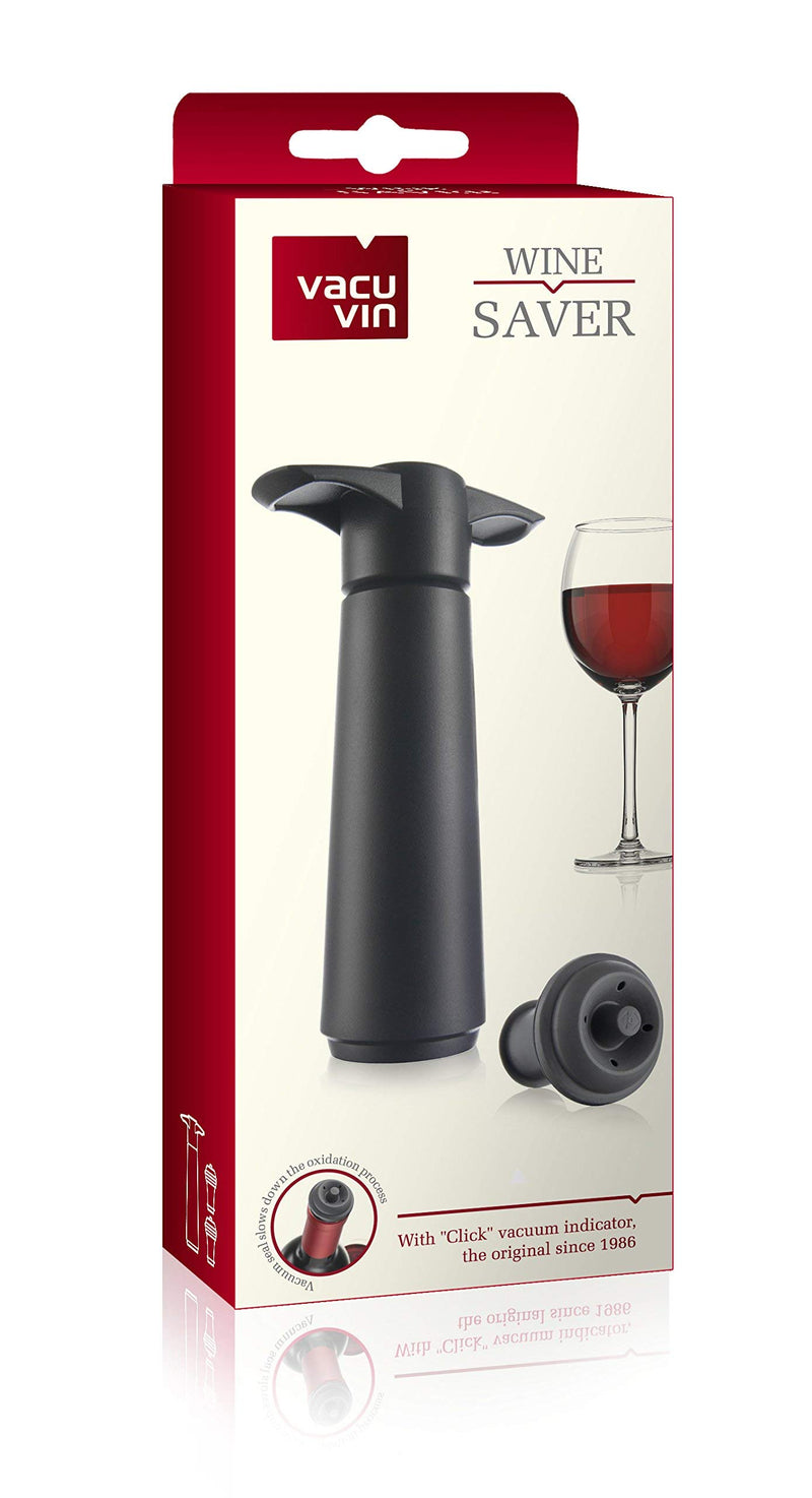 NewNest Australia - Vacu Vin Wine Saver Pump with 2 x Vacuum Bottle Stoppers - Black (Black with 2 wine stoppers) 