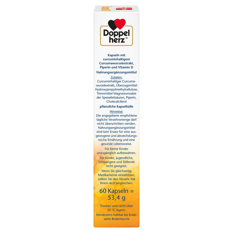 Doppelherz Curcuma 750 with Curcumin + Vitamin D3 1000 IU - Vitamin D supports the normal function of the immune system - 60 capsules 60 pieces (pack of 1) - NewNest Australia