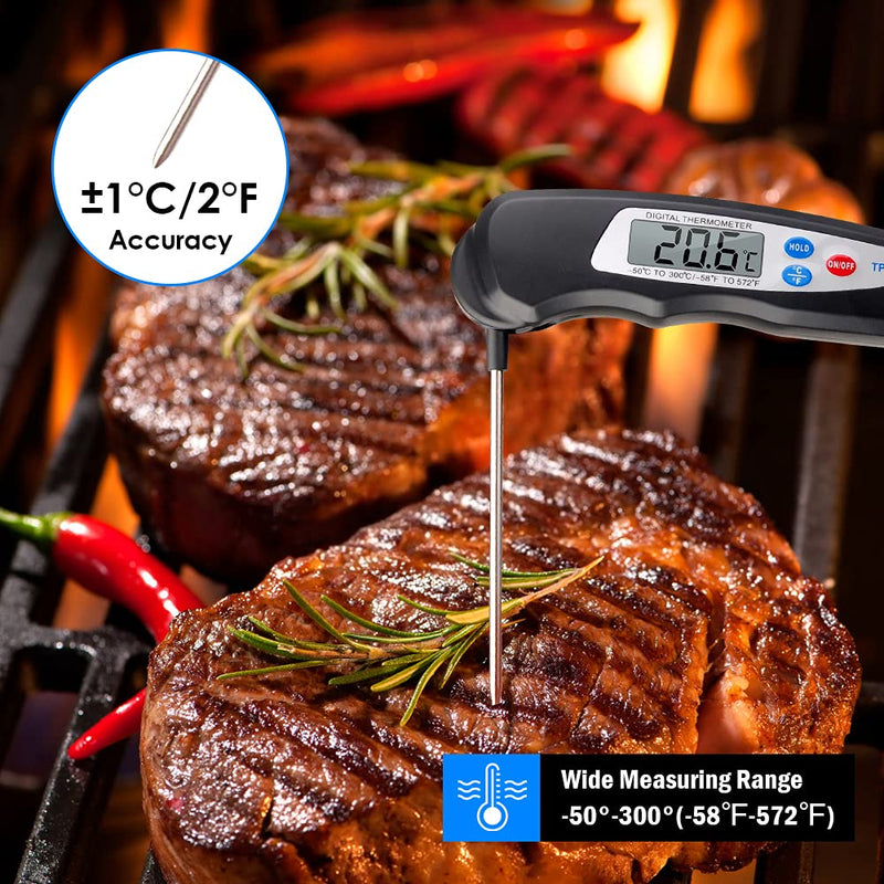 Digital kitchen Thermometer Cooking food, Accurate Thermometer with Foldable Probe, instant read Meat Thermometer with large LCD screen, ℉/℃ Button for Hot Beverage, Meat, Grill, BBQ, Jam, water - NewNest Australia