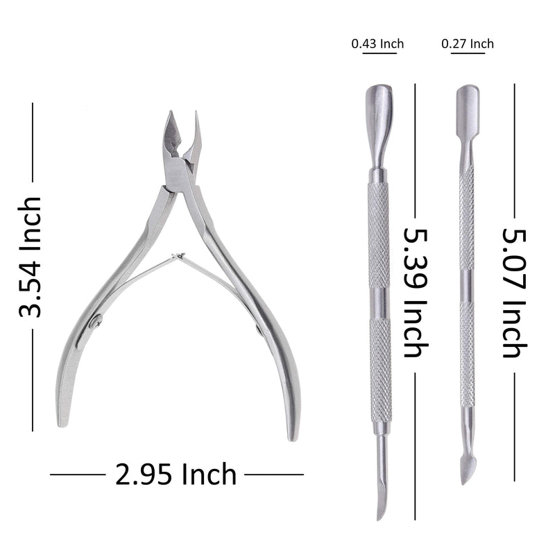 Kare & Kind Stainless Steel Cuticle Nipper and Cuticle Pushers Set - 1x Cuticle Trimmer - 2x Cuticle Pushers - Manicure, Pedicure, DIY - Home, Nail Salon - For Beginners, Professional Nail Technicians - NewNest Australia